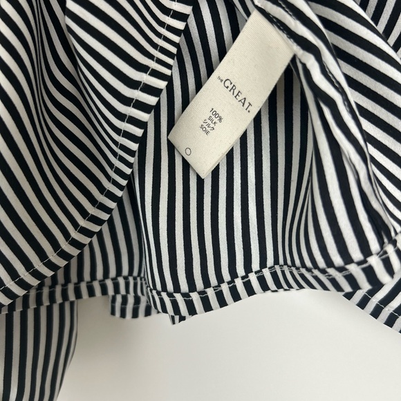 THE GREAT. Striped Silk Top Size S Long Sleeve Blouse - Picture 4 of 4